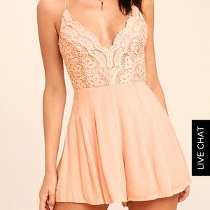 Star Spangled Blush Pink backless Lace Romper